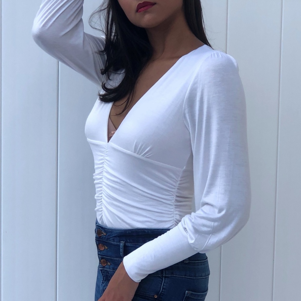 STYLISH SHIRRED BODYSUIT - Picture 3 of 5